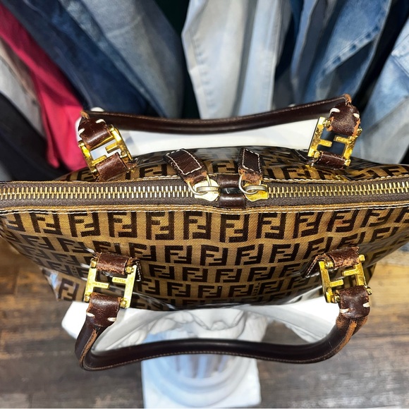 Vintage Y2K Fendi Plastic Covered Zucca FF Logo Shoulder Bag - Picture 5 of 8